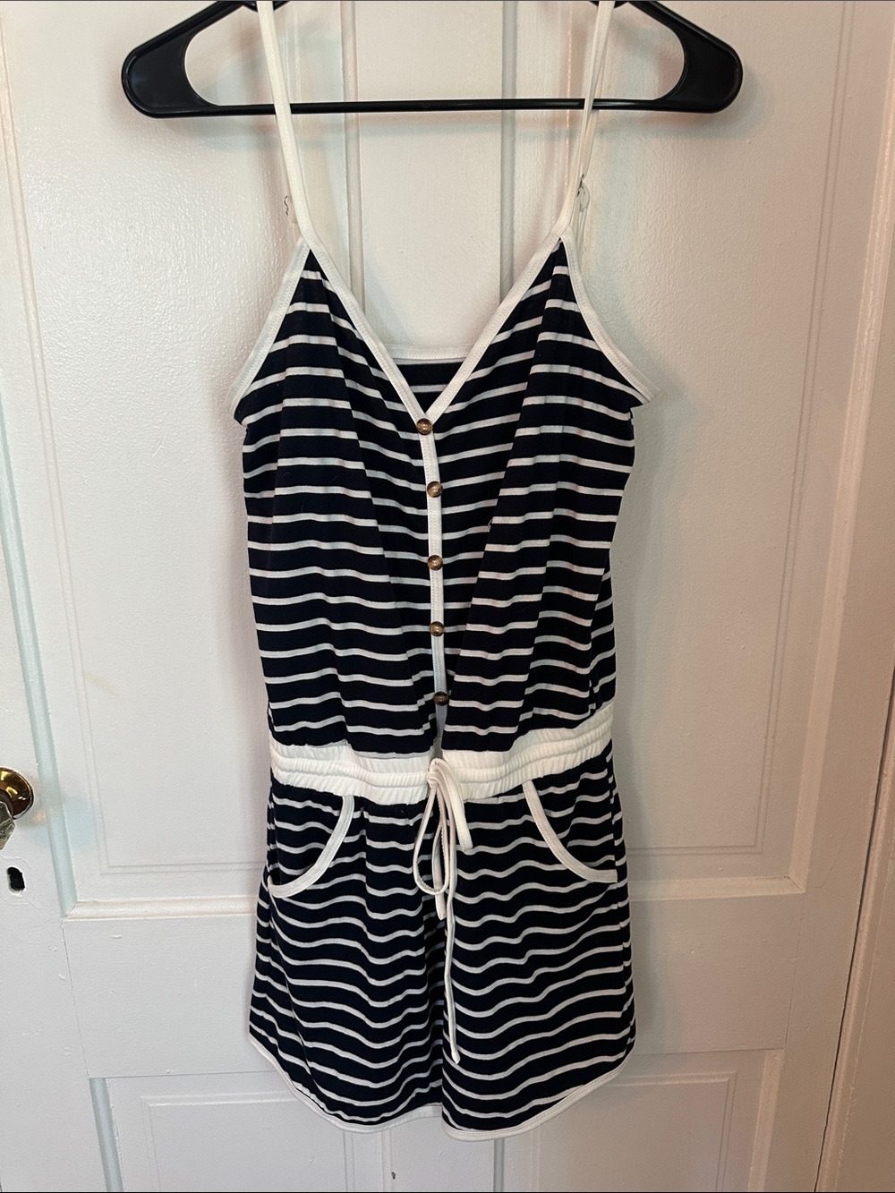 Striped Navy & White Sleeveless Romper